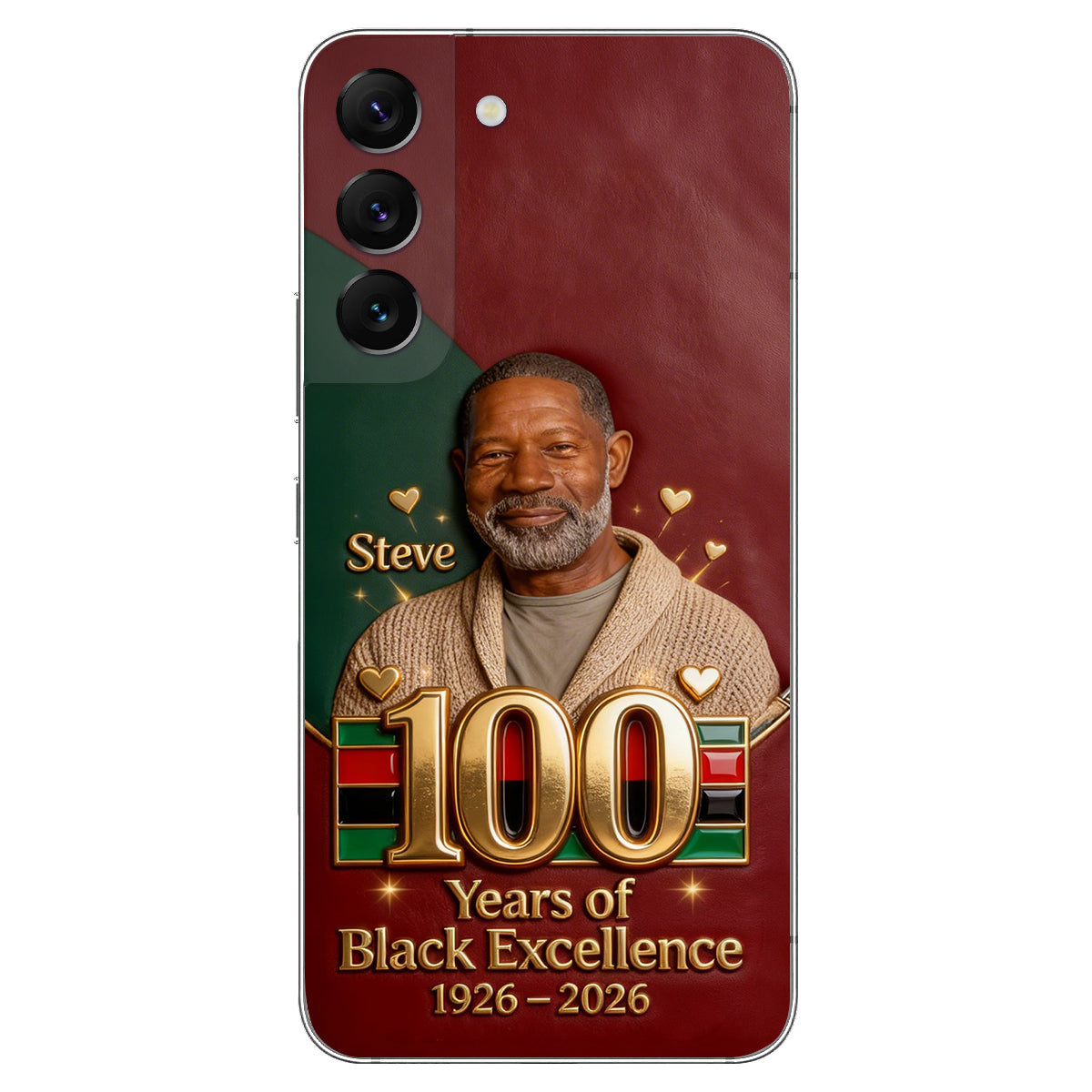 100 ans d'excellence noire - Étui de téléphone personnalisé en cuir afro-américain