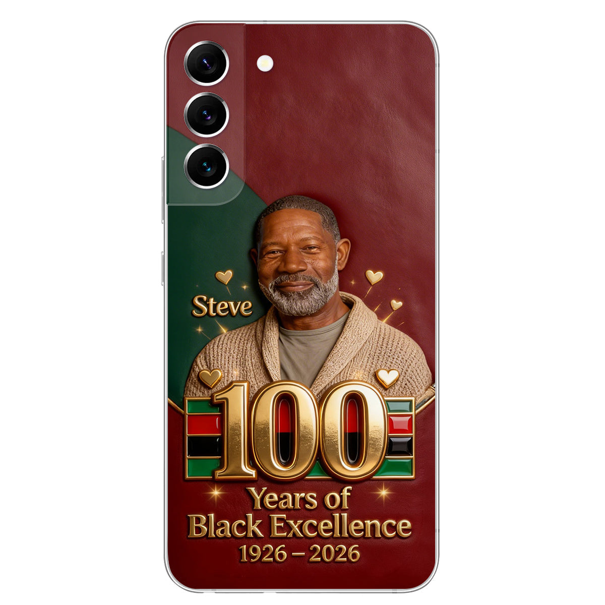 100 ans d'excellence noire - Étui de téléphone personnalisé en cuir afro-américain