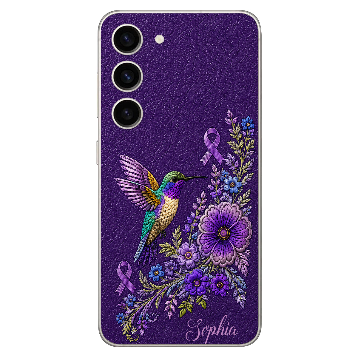 Purple Awareness – Personalized Alzheimer Awareness 3D Embossed Leather Phone Case
