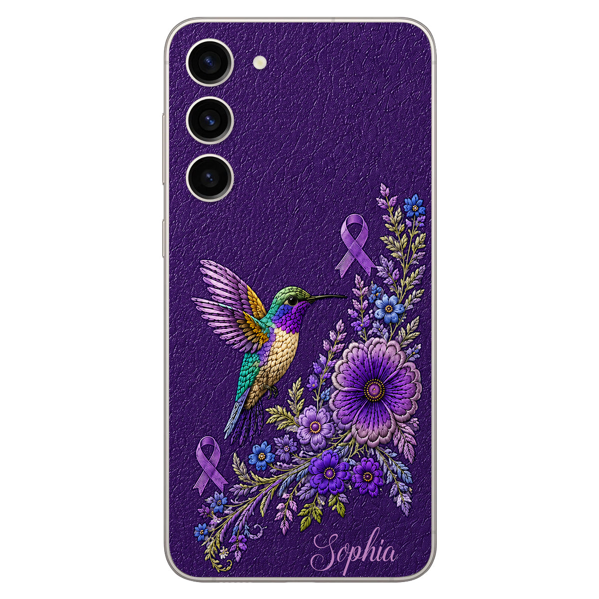 Purple Awareness – Personalized Alzheimer Awareness 3D Embossed Leather Phone Case