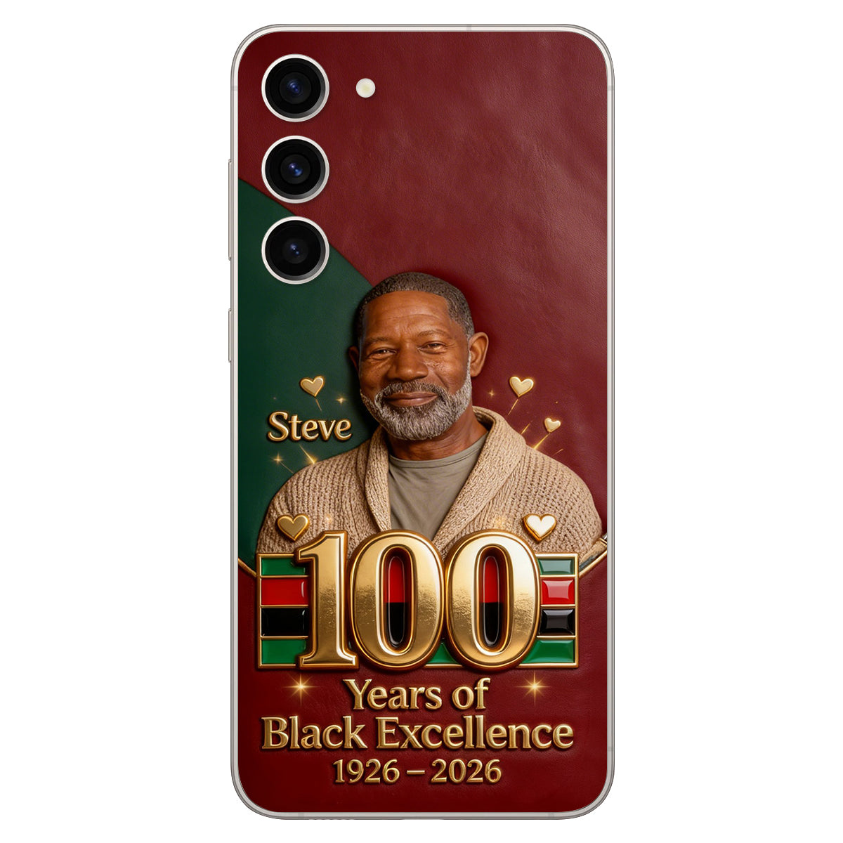 100 ans d'excellence noire - Étui de téléphone personnalisé en cuir afro-américain