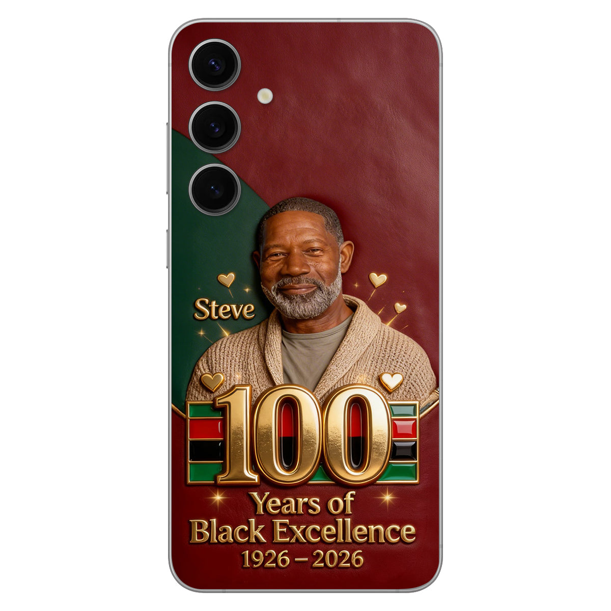 100 ans d'excellence noire - Étui de téléphone personnalisé en cuir afro-américain