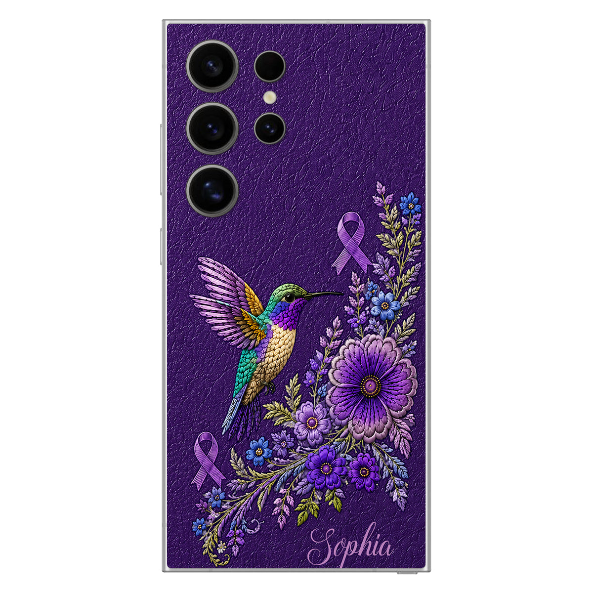 Purple Awareness – Personalized Alzheimer Awareness 3D Embossed Leather Phone Case