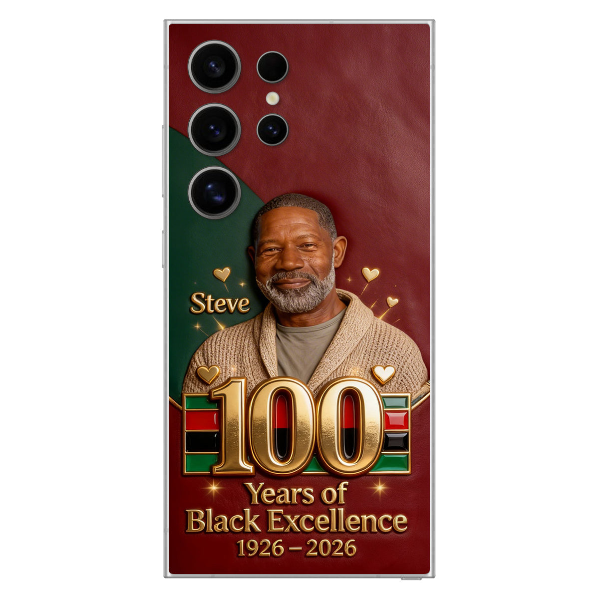 100 ans d'excellence noire - Étui de téléphone personnalisé en cuir afro-américain