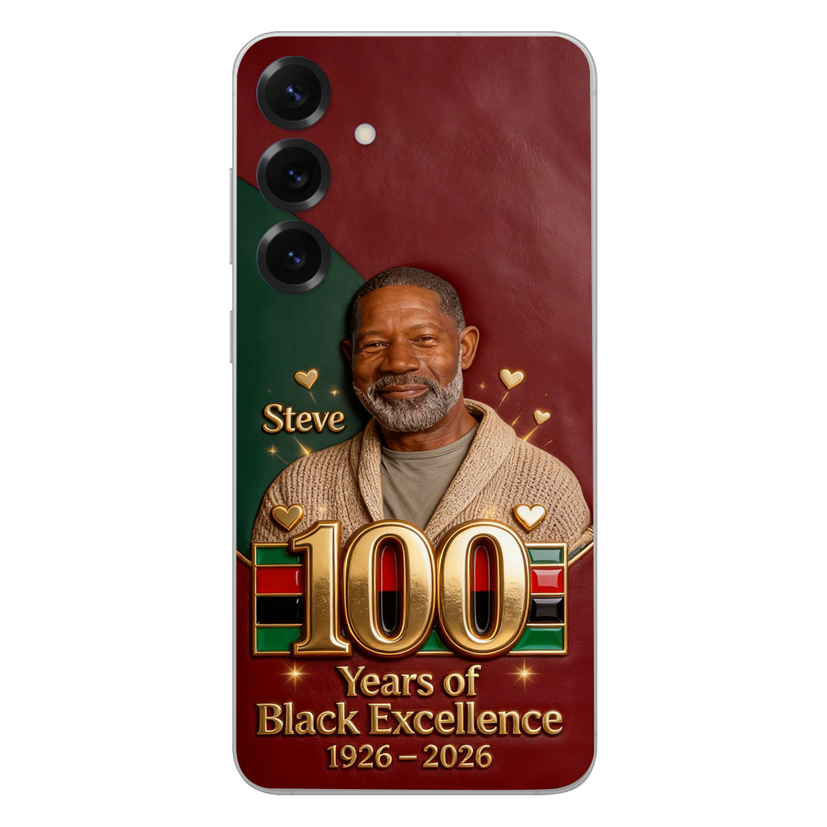 100 ans d'excellence noire - Étui de téléphone personnalisé en cuir afro-américain