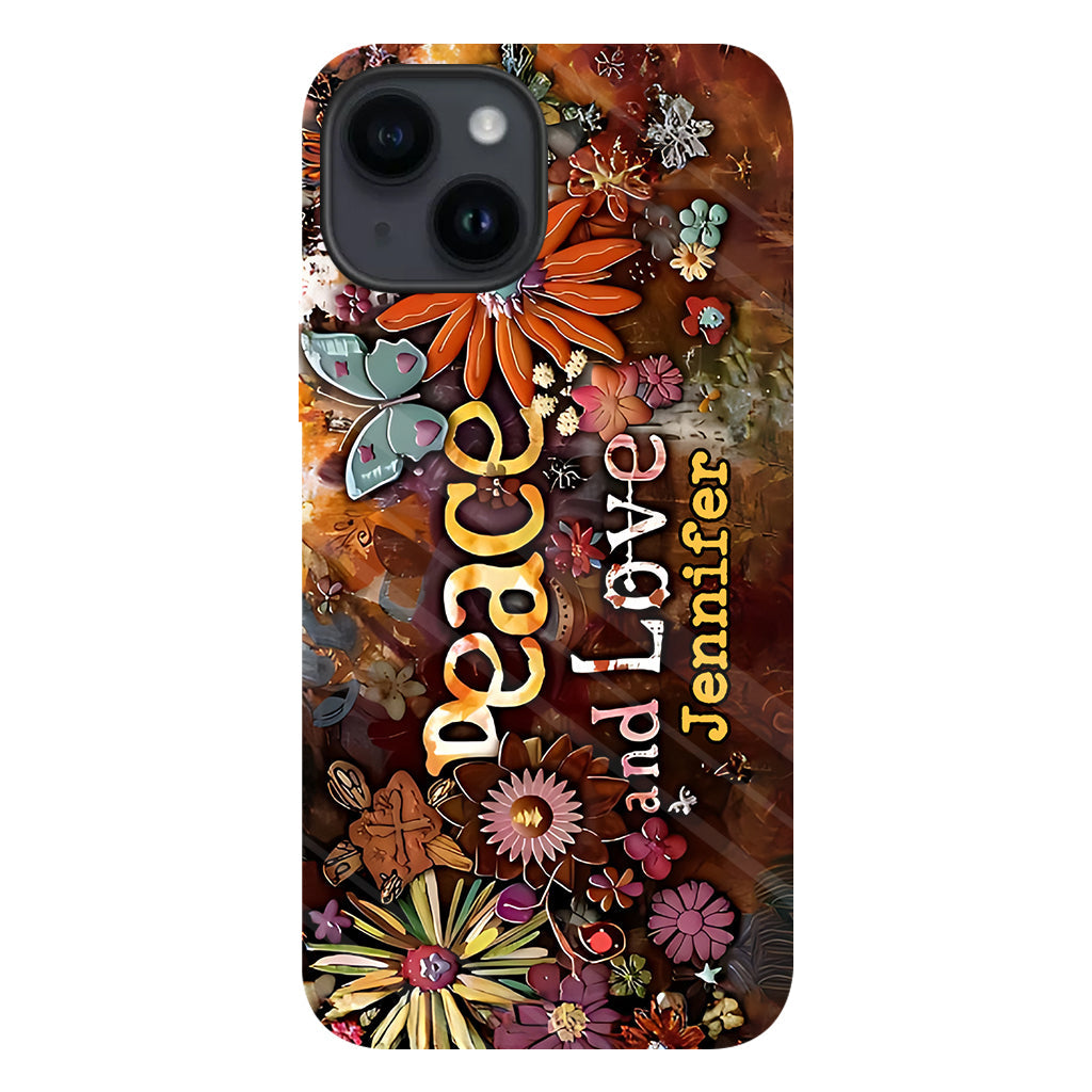Frieden und Liebe – Personalisierte Handyhülle im Hippie-Stil mit Vollprint
