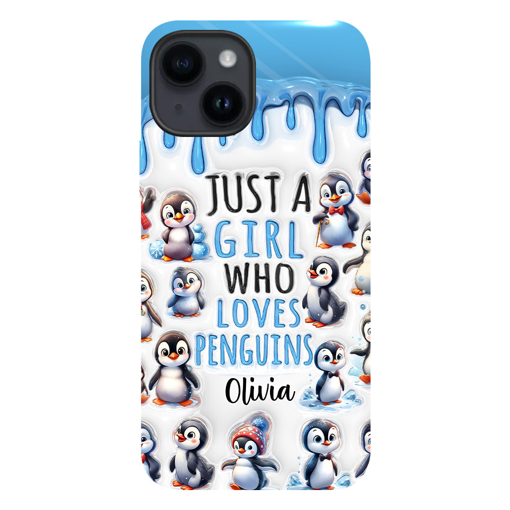 Juste une fille qui aime les pingouins - Coque de téléphone personnalisée avec impression intégrale « Amoureuse des pingouins »