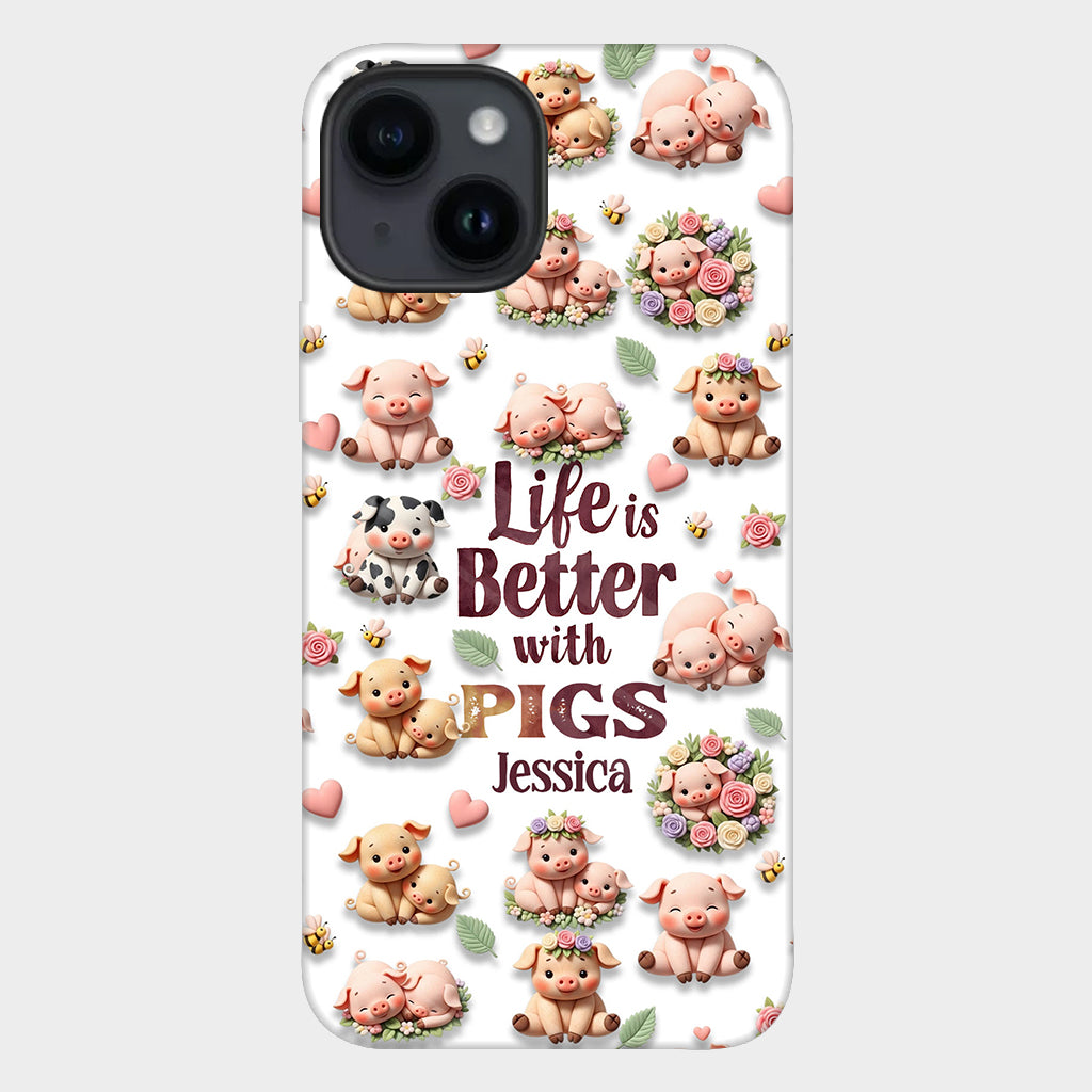 Einfach ein Mädchen, das Schweine liebt – Personalisierte Handyhülle mit Schweinemotiv