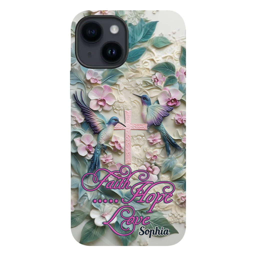 Foi, Espérance, Amour - Coque de téléphone personnalisée avec colibri - Impression intégrale