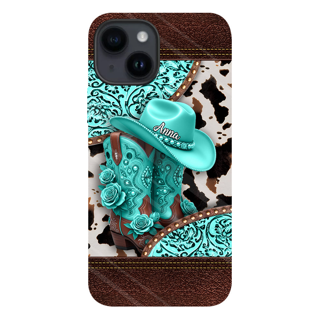 Western-Cowgirl-Stiefel – Personalisierte Handyhülle mit Cowgirl-Vollprint