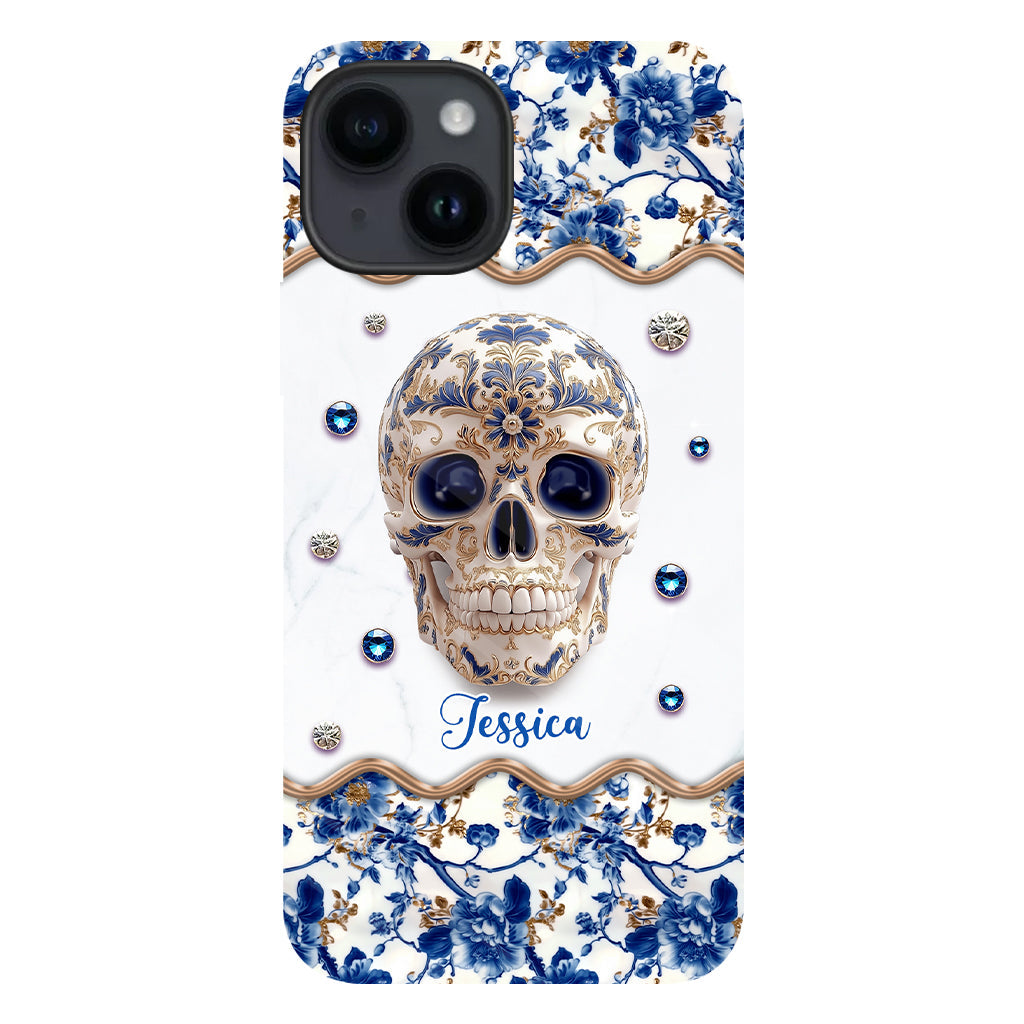 Totenkopf-Toile-de-Jouy – Personalisierte Handyhülle mit Totenkopf-Vollbilddruck