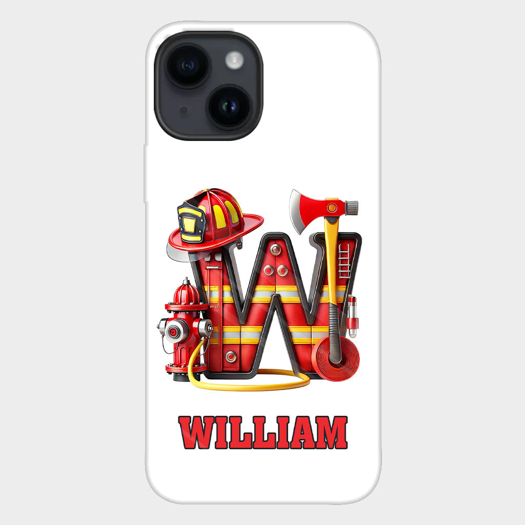 Étui de téléphone personnalisé avec motif pompier Alphabet - Coque de téléphone imprimée intégrale