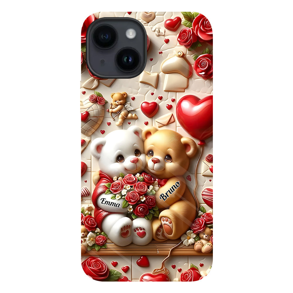 Cute Bear Couple - Personalized Couple Full Print Phone Case