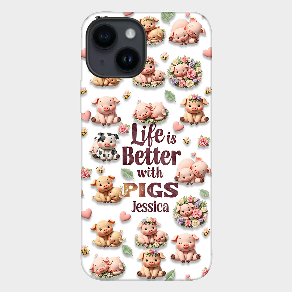 Einfach ein Mädchen, das Schweine liebt – Personalisierte Handyhülle mit Schweinemotiv