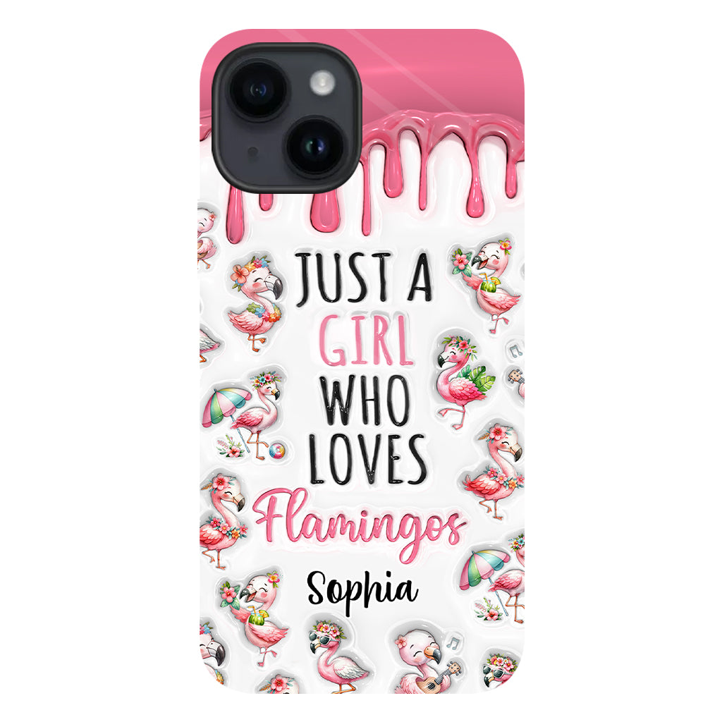 Juste une fille qui aime les flamants roses - Coque de téléphone personnalisée avec imprimé flamant rose
