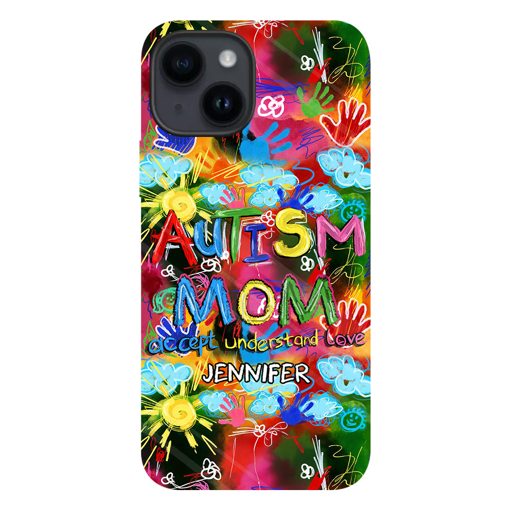 Maman d'un enfant autiste - Coque de téléphone personnalisée avec impression intégrale pour la sensibilisation à l'autisme