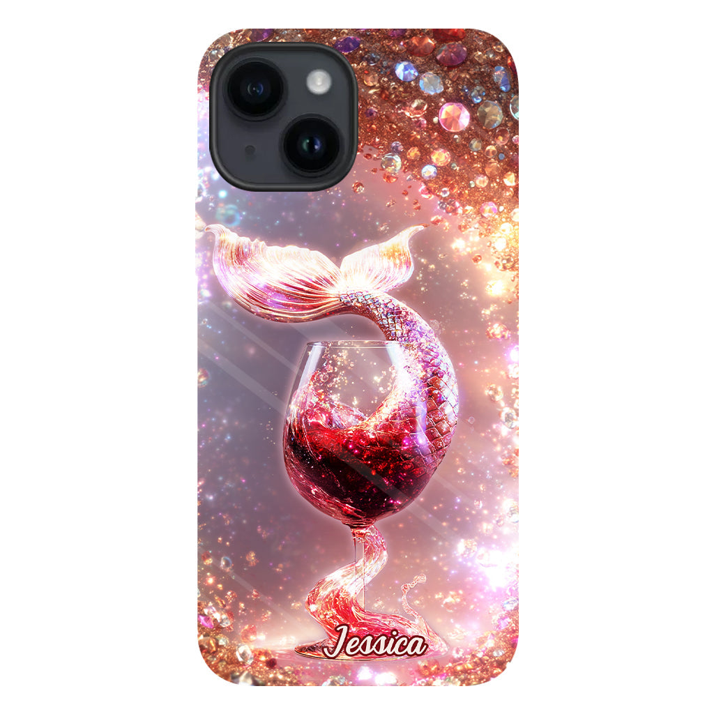 Je bois comme un poisson, je suis une sirène - Coque de téléphone personnalisée avec impression intégrale sur le thème du vin