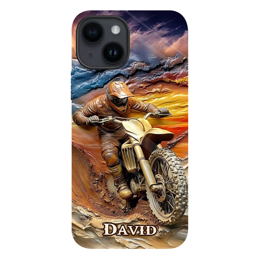Né pour rouler - Coque de téléphone personnalisée avec impression intégrale de moto cross