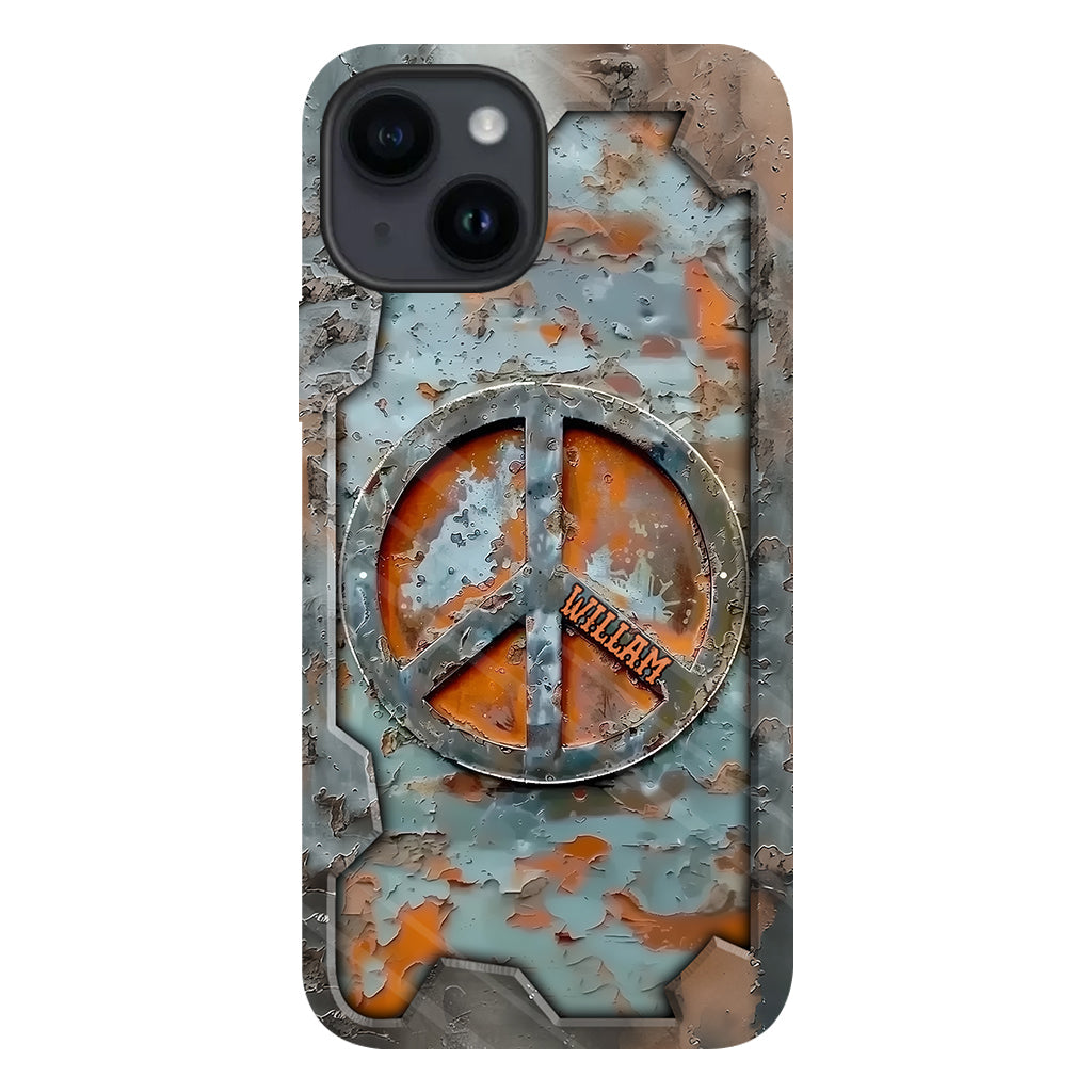 Liebe und Frieden – Personalisierte Handyhülle im Hippie-Stil mit Vollprint