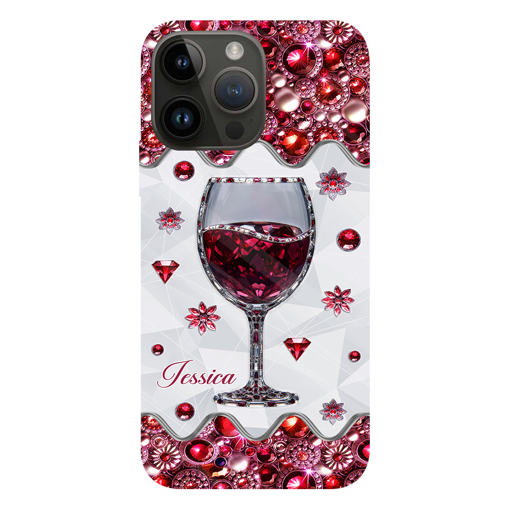 Einfach ein Mädchen, das Wein liebt – Personalisierte Handyhülle mit Weinmotiv
