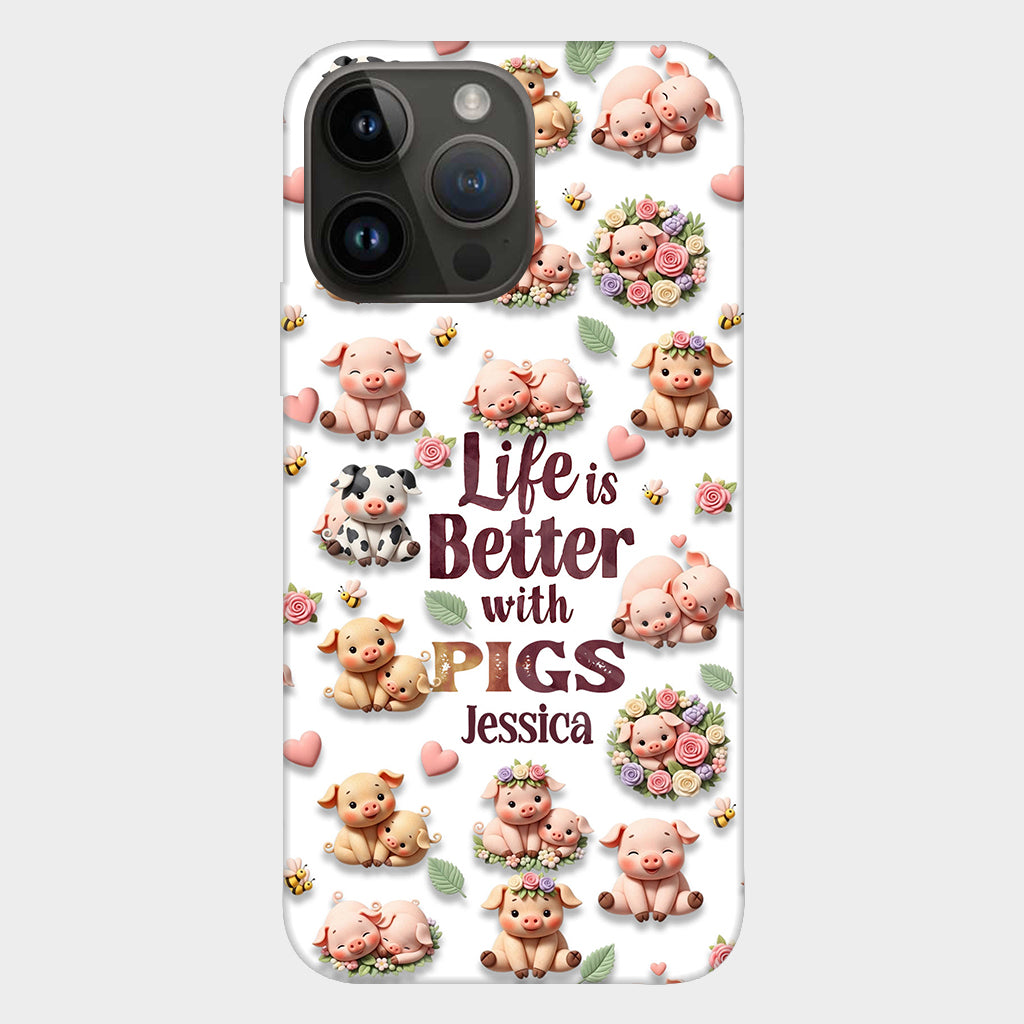 Einfach ein Mädchen, das Schweine liebt – Personalisierte Handyhülle mit Schweinemotiv