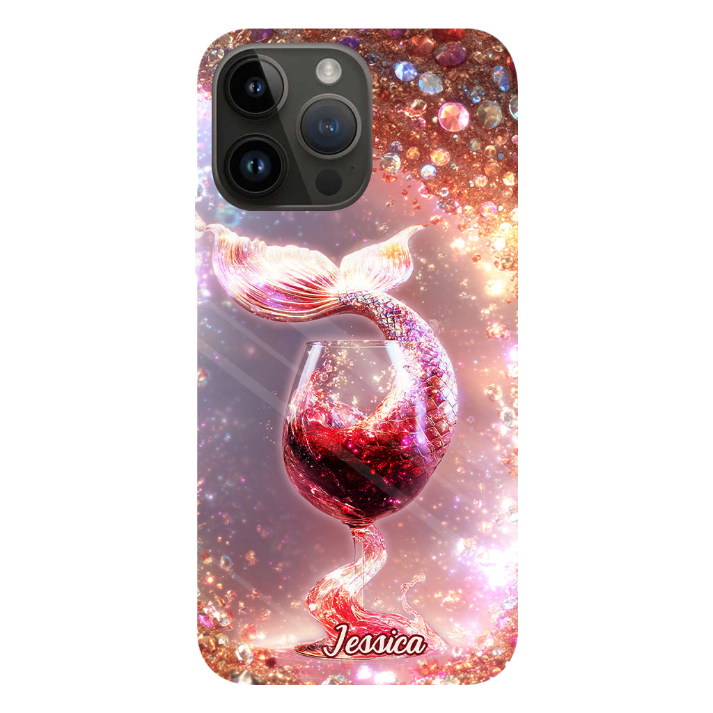 Je bois comme un poisson, je suis une sirène - Coque de téléphone personnalisée avec impression intégrale sur le thème du vin