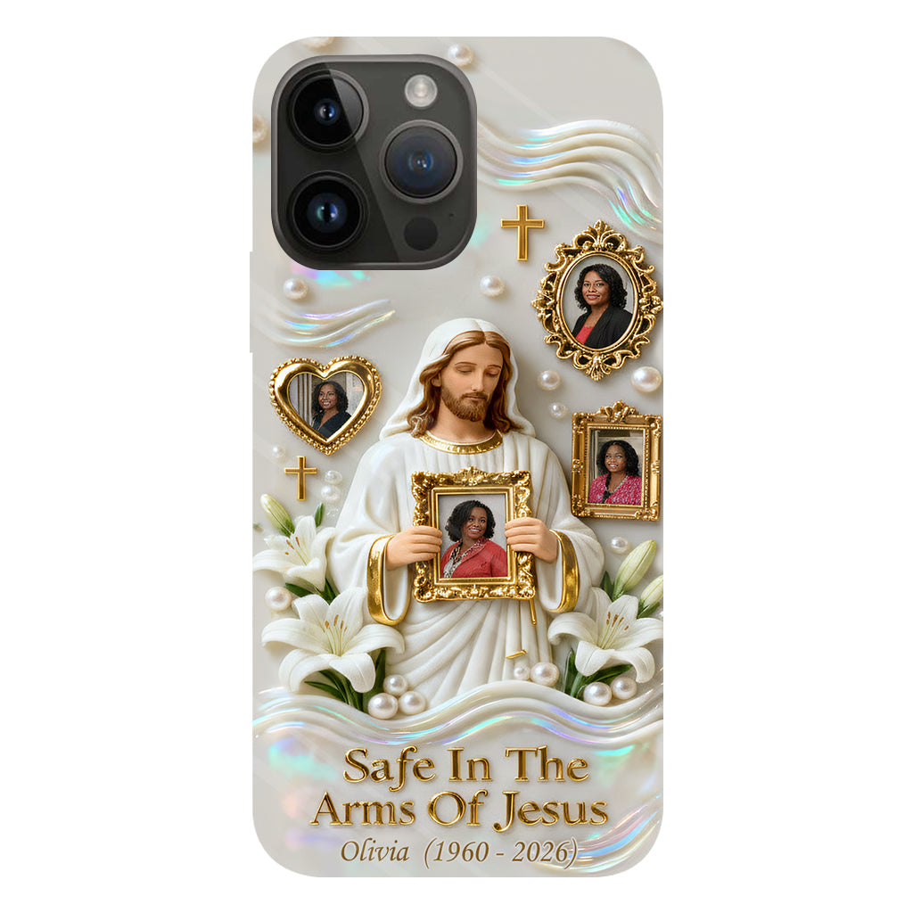 Sauver dans les bras de Jésus - Coque de téléphone commémorative personnalisée avec impression intégrale