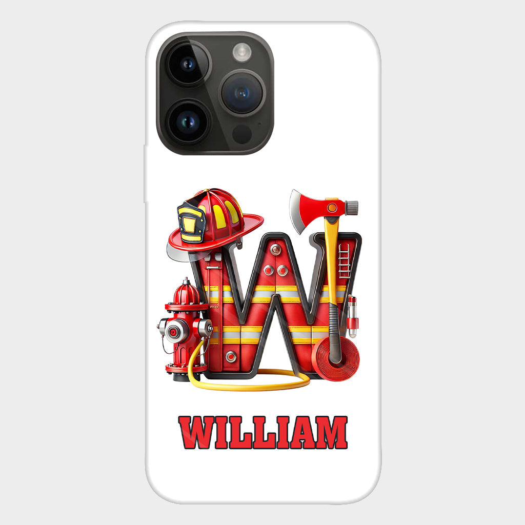 Étui de téléphone personnalisé avec motif pompier Alphabet - Coque de téléphone imprimée intégrale