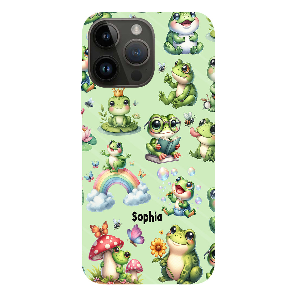 Einfach ein Mädchen, das Frösche liebt – Personalisierte Handyhülle mit Frosch-Vollbilddruck