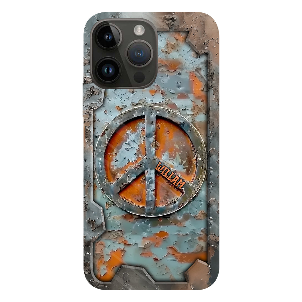 Liebe und Frieden – Personalisierte Handyhülle im Hippie-Stil mit Vollprint