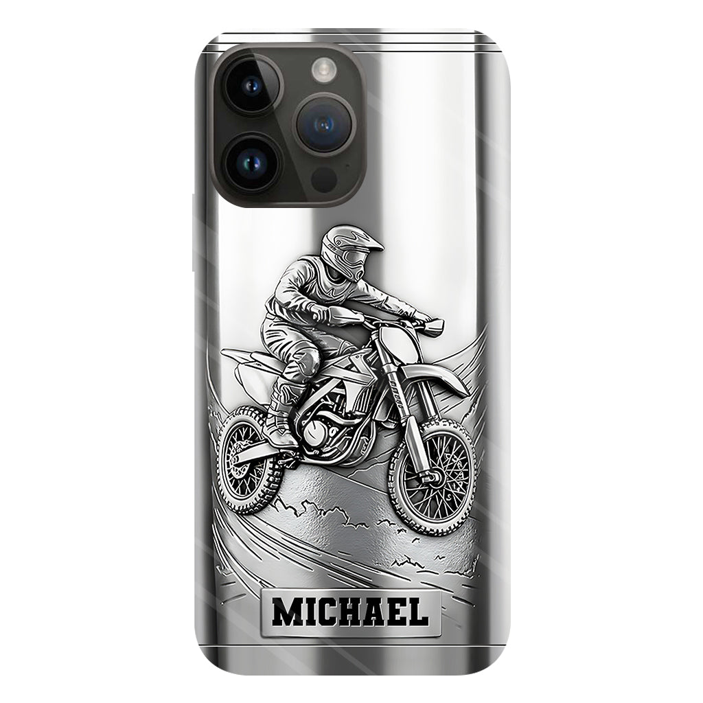 Handyhülle mit Metallic-Motiv (Dirtbike/Motocross) – Personalisierte Dirtbike-Handyhülle mit Vollbilddruck