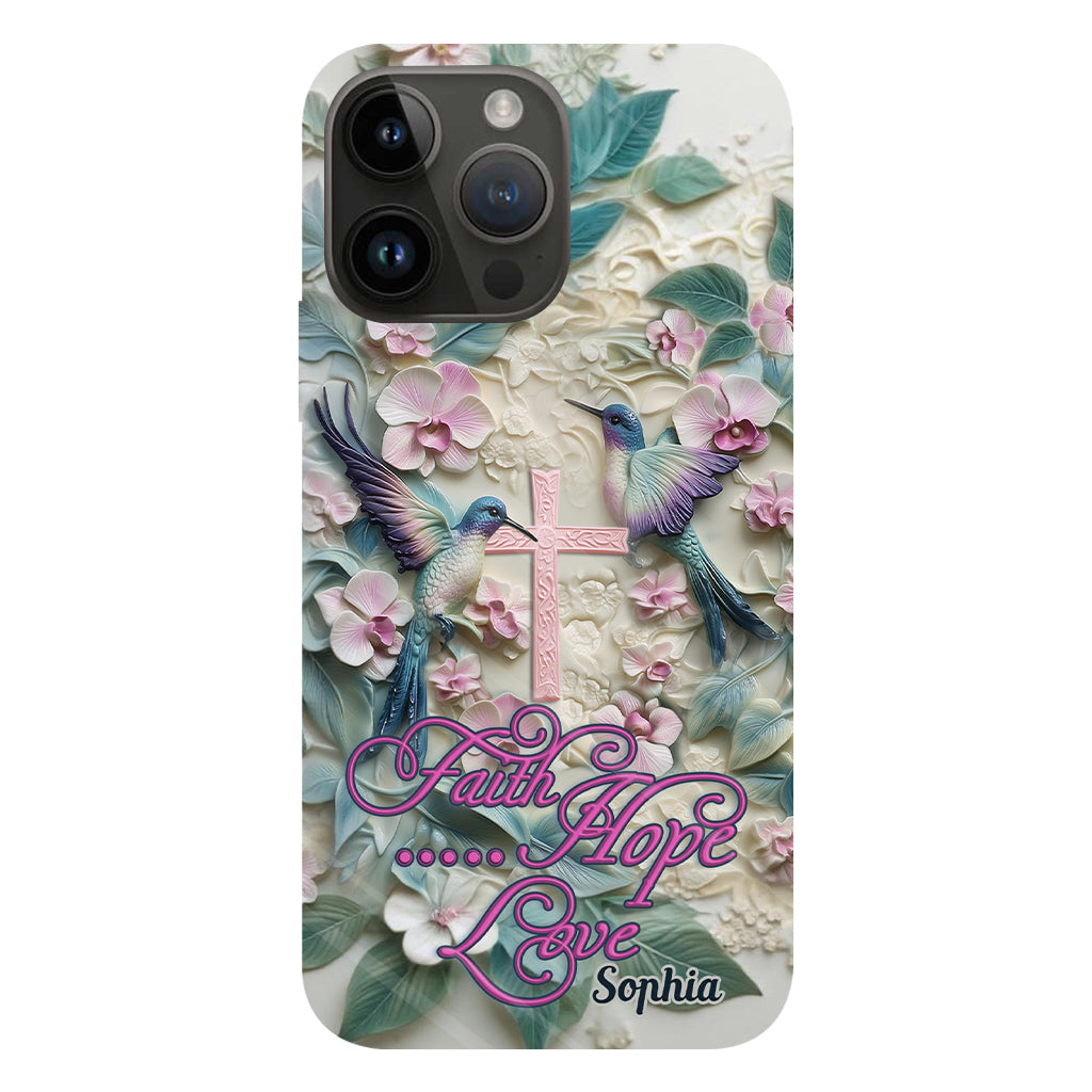 Foi, Espérance, Amour - Coque de téléphone personnalisée avec colibri - Impression intégrale