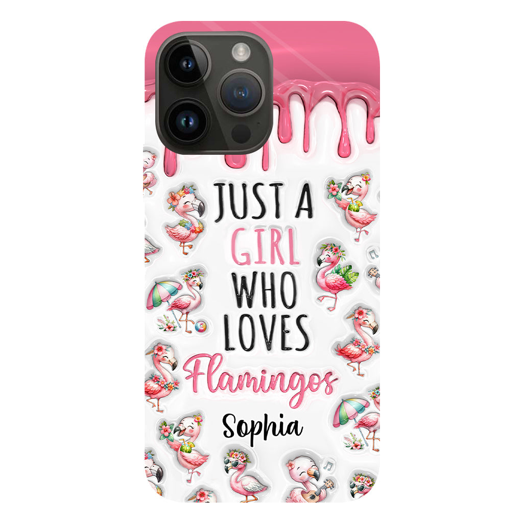 Juste une fille qui aime les flamants roses - Coque de téléphone personnalisée avec imprimé flamant rose