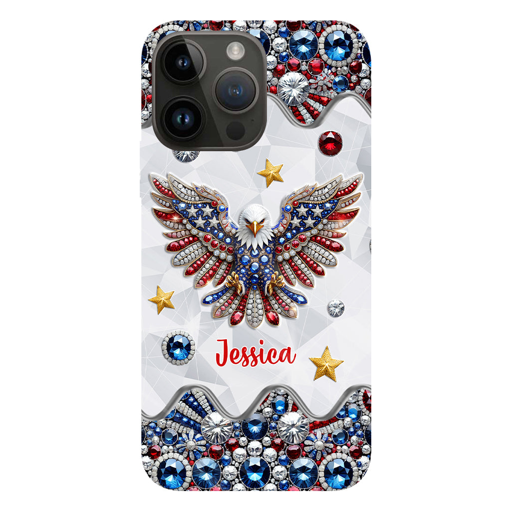 Patriotischer Adler – Personalisierte Handyhülle mit Weißkopfseeadler-Vollbild