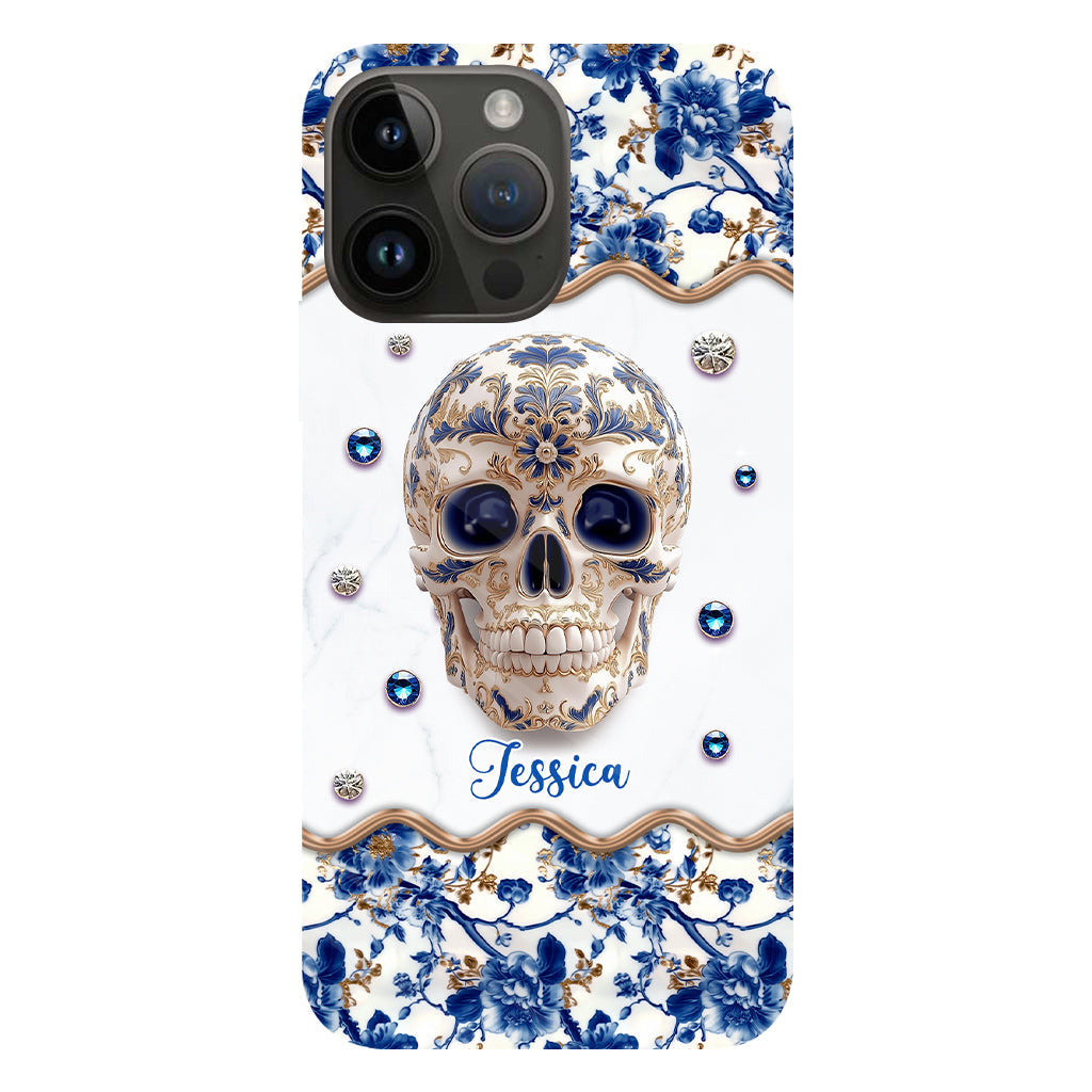Totenkopf-Toile-de-Jouy – Personalisierte Handyhülle mit Totenkopf-Vollbilddruck
