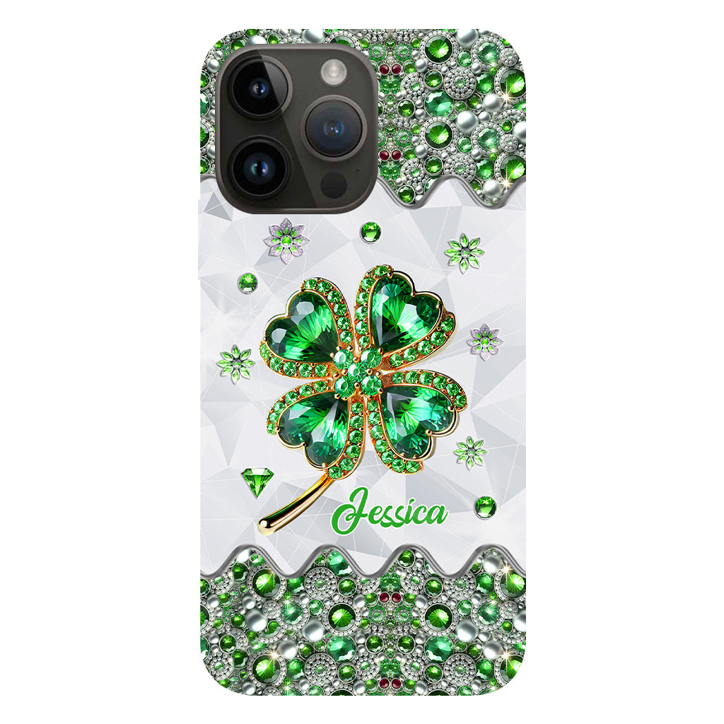 Coque de téléphone personnalisée avec trèfle à quatre feuilles porte-bonheur pour la Saint-Patrick - Impression intégrale