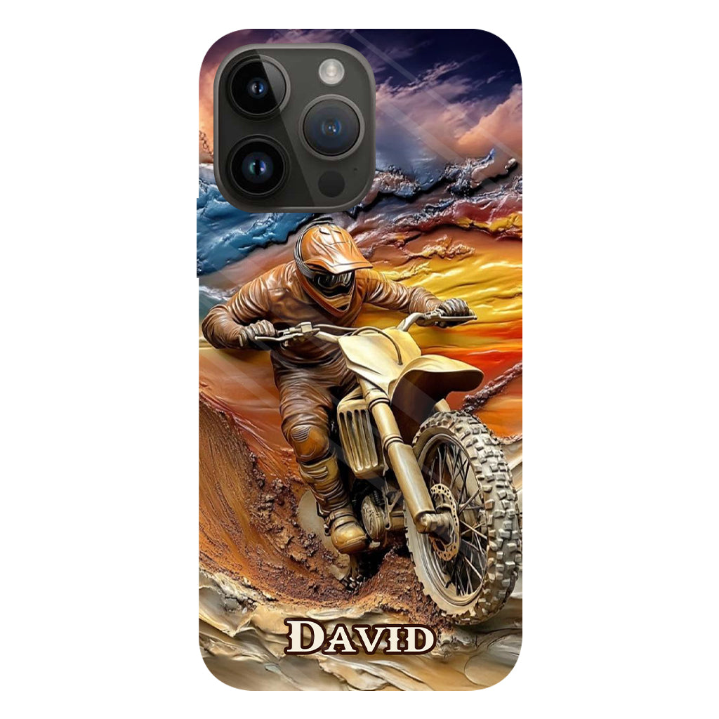 Né pour rouler - Coque de téléphone personnalisée avec impression intégrale de moto cross