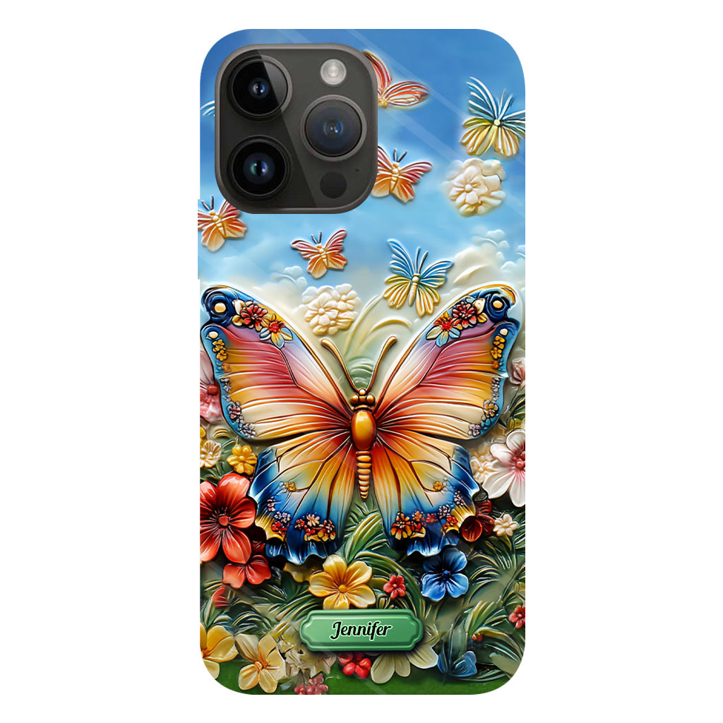 Wunderschöner Schmetterling, Biene, Libelle, Kolibri – personalisierte Handyhülle mit Schmetterlingsmotiv