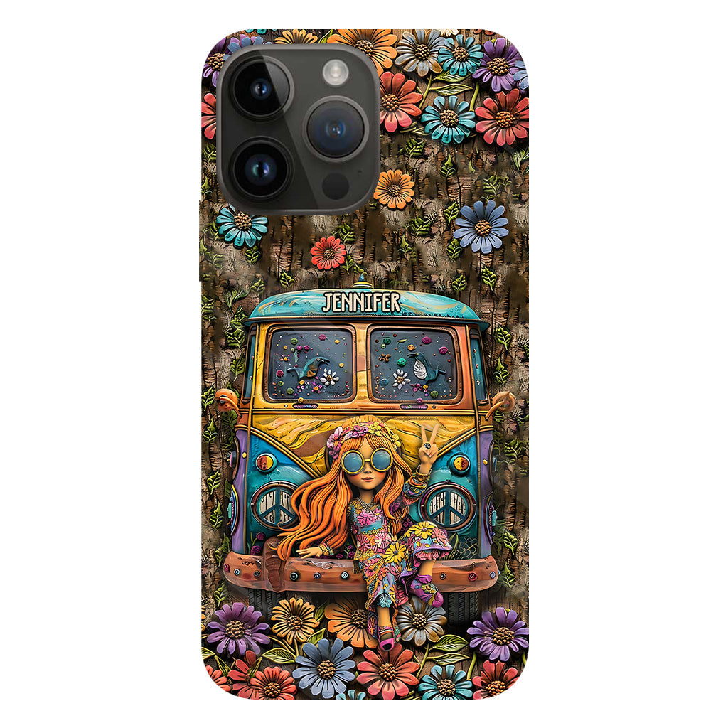 Niedliche Wohnwagen-Handyhülle mit personalisiertem Hippie-Vollbilddruck