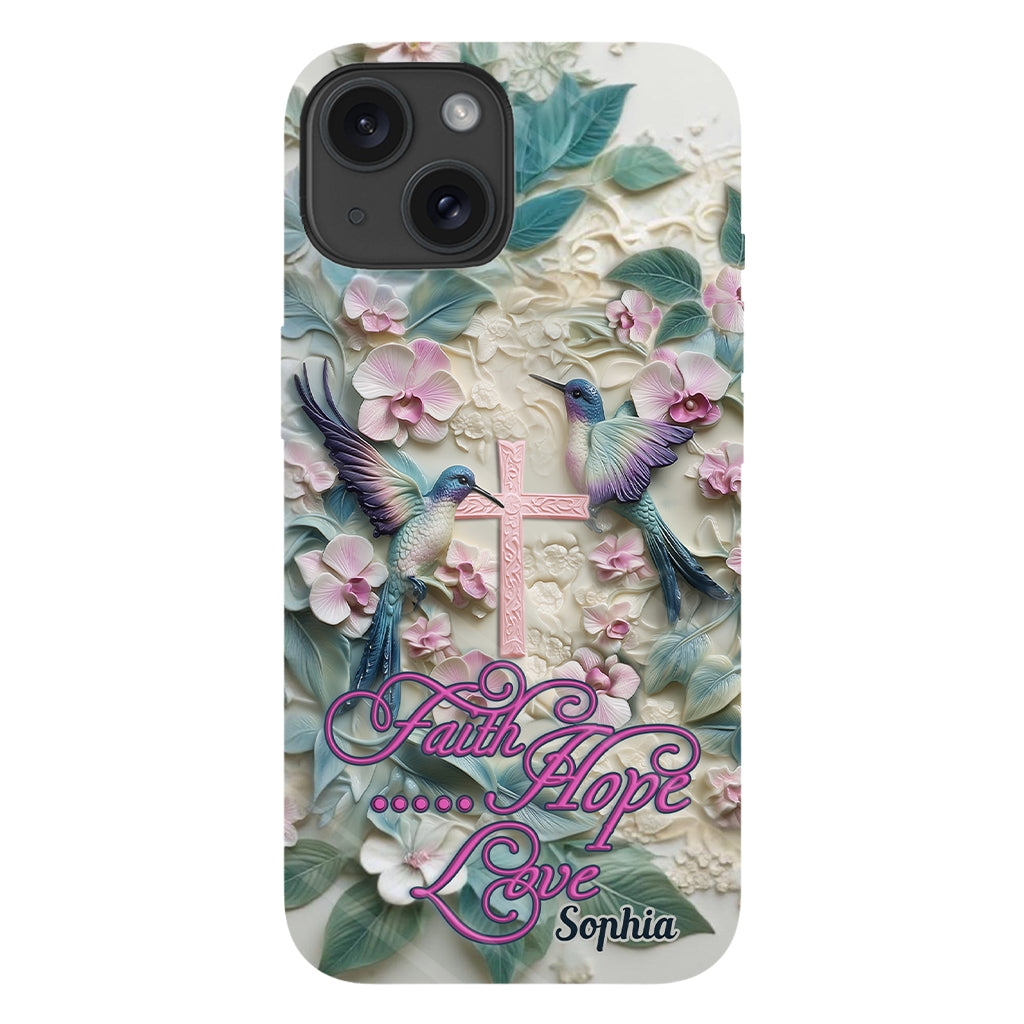 Foi, Espérance, Amour - Coque de téléphone personnalisée avec colibri - Impression intégrale