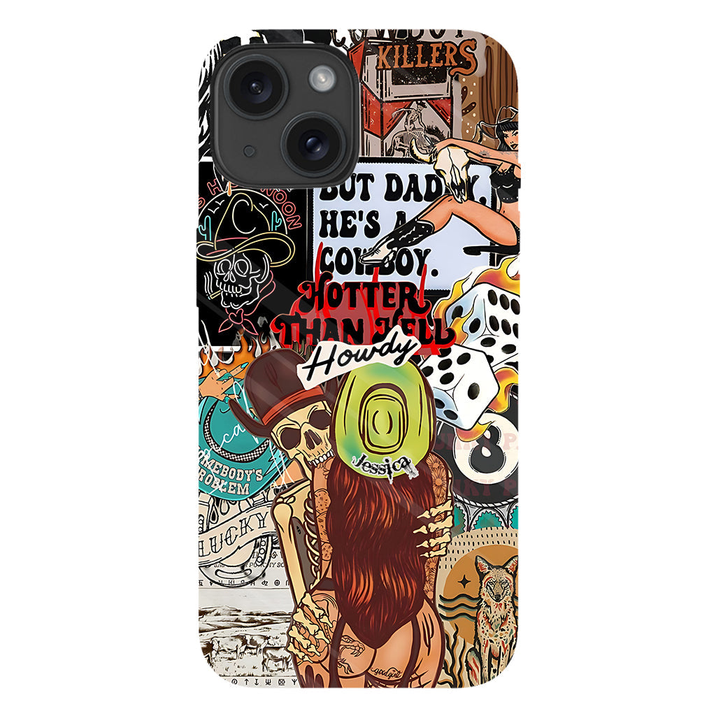 Salut Cowgirl ! Coque de téléphone personnalisée avec motif cowgirl