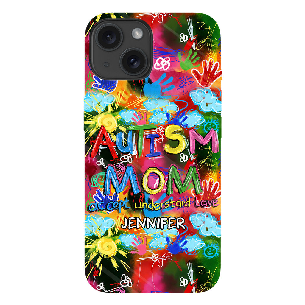 Maman d'un enfant autiste - Coque de téléphone personnalisée avec impression intégrale pour la sensibilisation à l'autisme