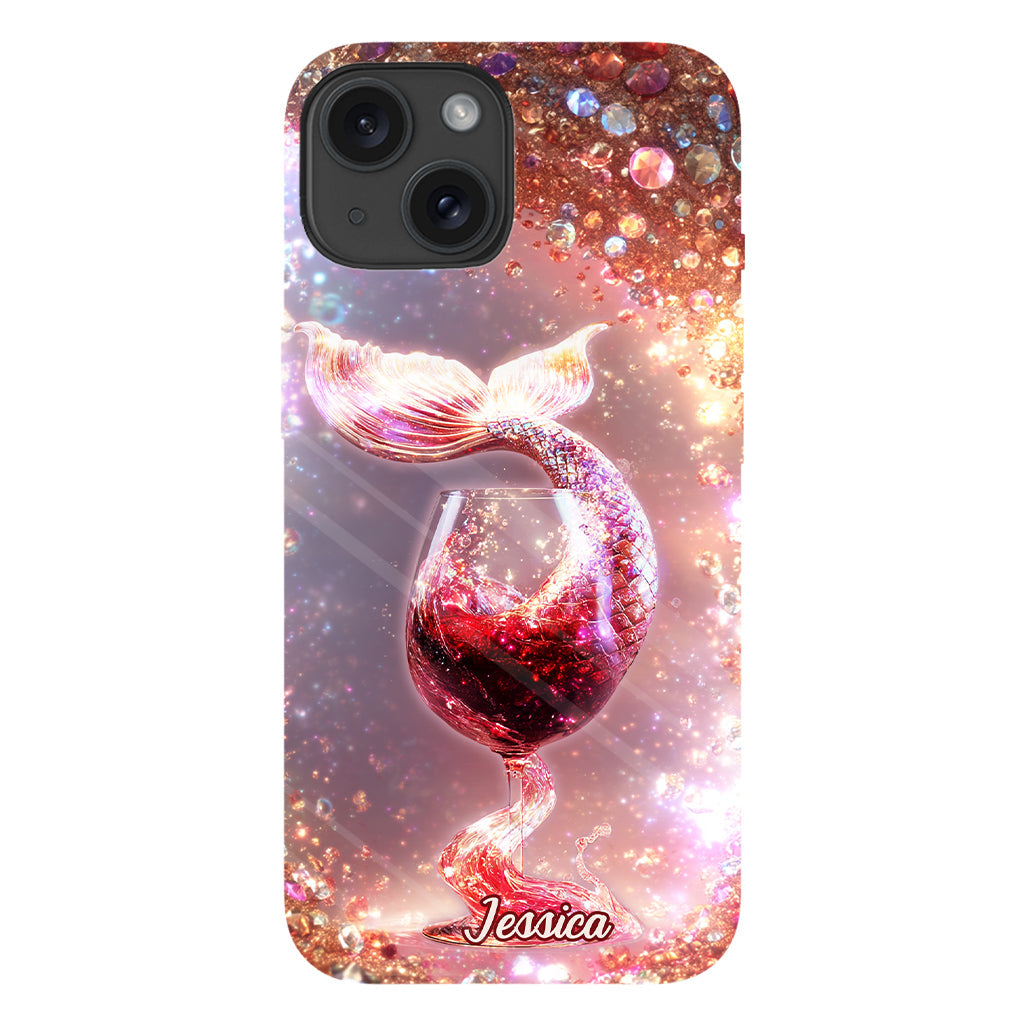 Je bois comme un poisson, je suis une sirène - Coque de téléphone personnalisée avec impression intégrale sur le thème du vin