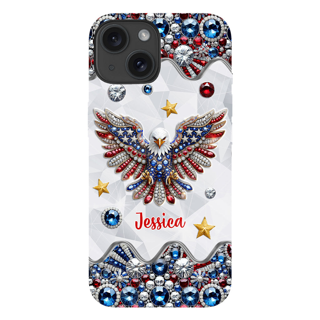 Patriotischer Adler – Personalisierte Handyhülle mit Weißkopfseeadler-Vollbild
