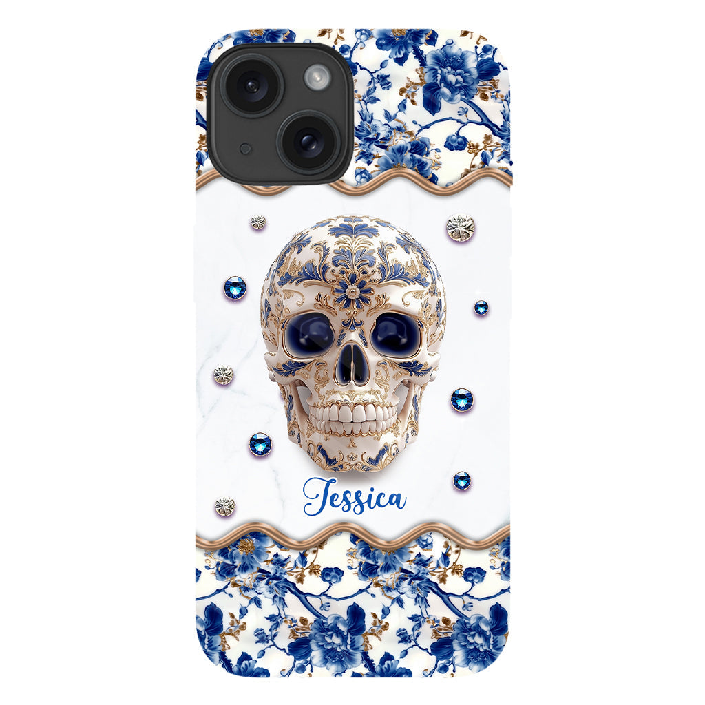 Totenkopf-Toile-de-Jouy – Personalisierte Handyhülle mit Totenkopf-Vollbilddruck