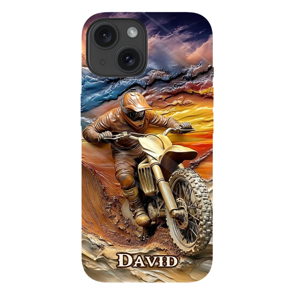 Né pour rouler - Coque de téléphone personnalisée avec impression intégrale de moto cross
