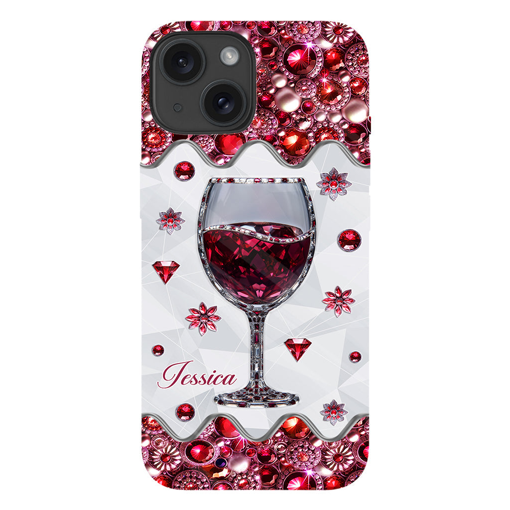 Einfach ein Mädchen, das Wein liebt – Personalisierte Handyhülle mit Weinmotiv