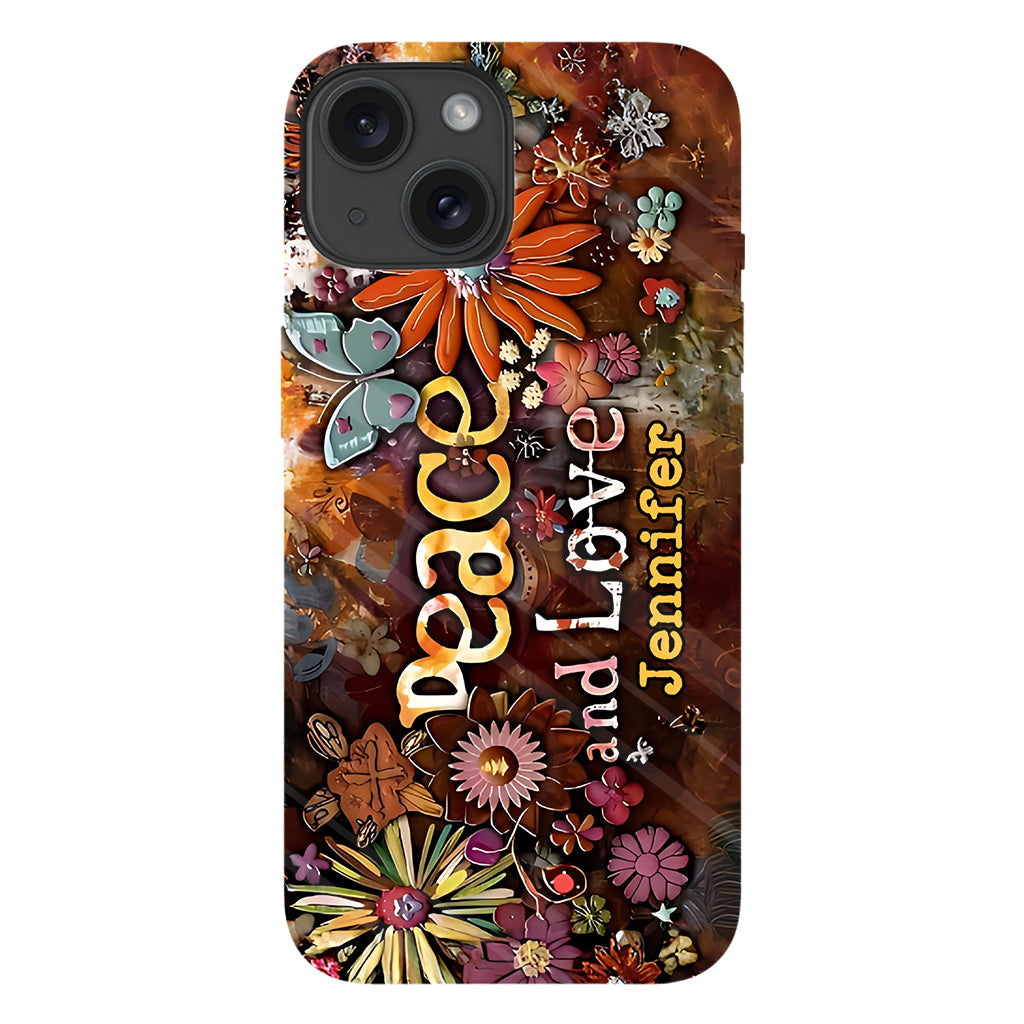 Frieden und Liebe – Personalisierte Handyhülle im Hippie-Stil mit Vollprint