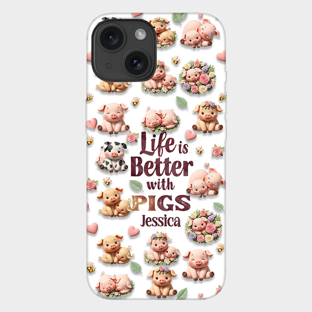 Einfach ein Mädchen, das Schweine liebt – Personalisierte Handyhülle mit Schweinemotiv