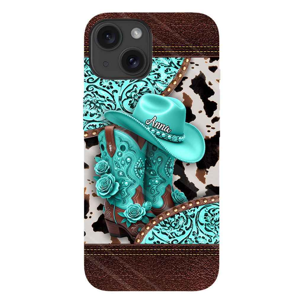 Western-Cowgirl-Stiefel – Personalisierte Handyhülle mit Cowgirl-Vollprint